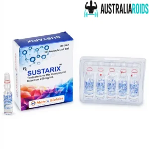 Sustarix 250mg testosterone mix injectable solution in pharmaceutical packaging.