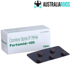 Fertomid 100mg clomifene citrate 100 mg tablets by Cipla with box and blister strip.