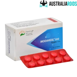 Modaheal 200mg modafinil tablets by Healing Pharma with box and blister strip packaging