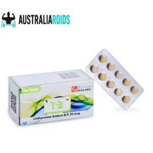 T-3 Liothyronine Sodium 25 mcg tablets box and blister pack by Evolve Biolabs.