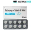 Azee 250mg antibiotic tablets packaging, used for treating bacterial infections