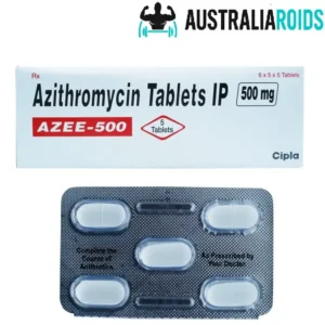 Azee 500mg antibiotic tablets packaging, used for treating bacterial infections