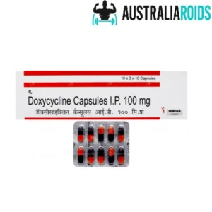Omega Pharma Doxycycline 100 mg Capsules - 100 capsule pack for treating bacterial infections.