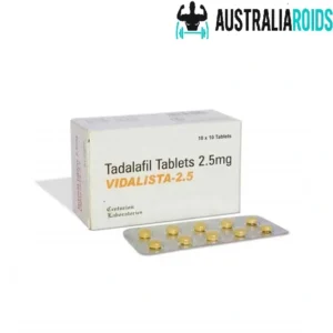 Vidalista 2.5 mg tablet strip containing tadalafil used for erectile dysfunction treatment