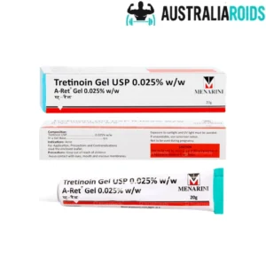 A Ret Gel 0.025% tretinoin acne treatment tube and packaging