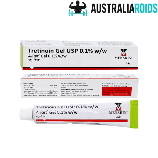 A Ret Gel 0.1% tretinoin gel tube for acne, pimples, and dark spots treatment