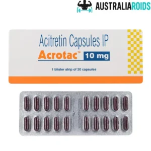 Acrotac 10 mg (Acitretin) capsule blister pack used for psoriasis treatment